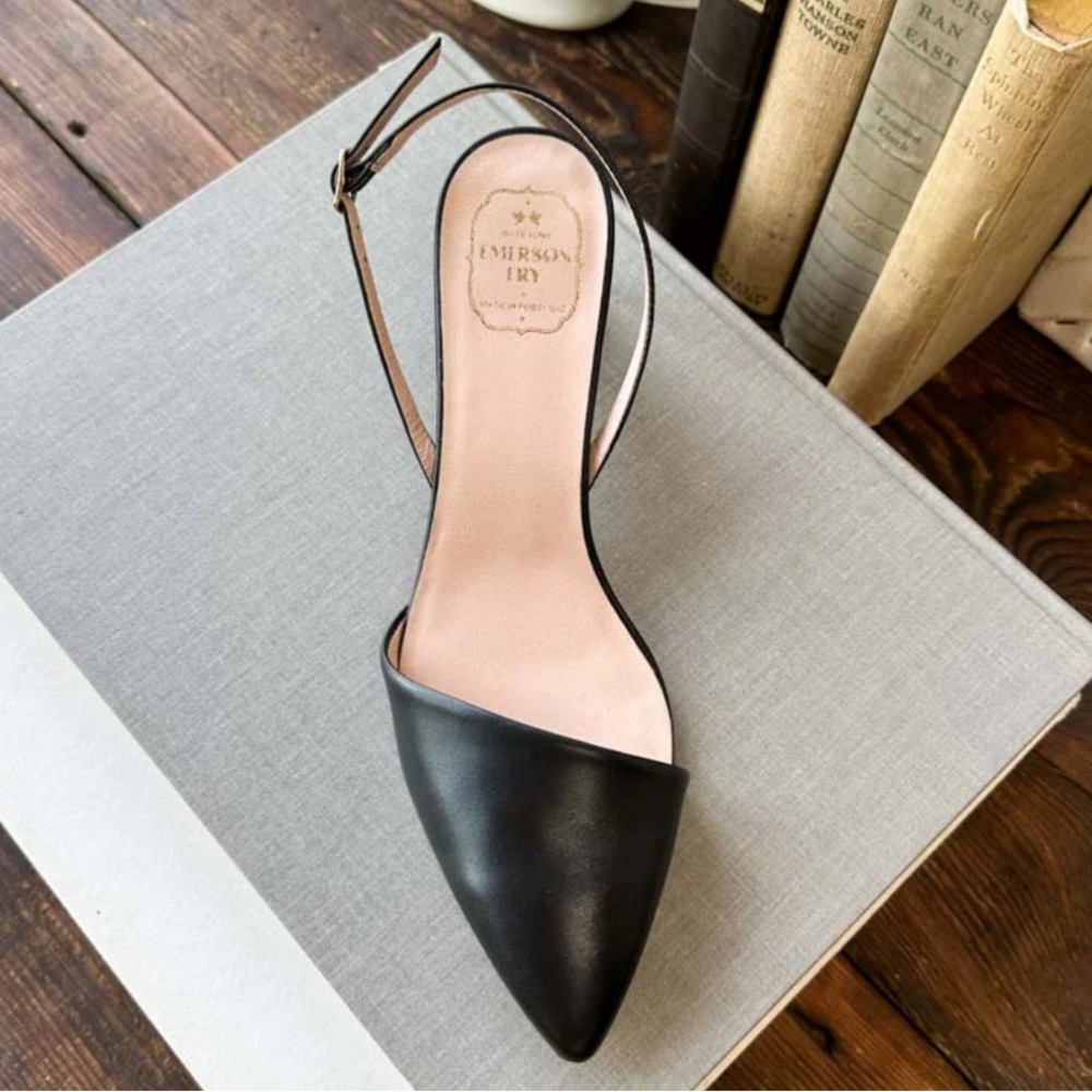 Emerson Fry Heels - FRANKIE ANGLED SLINGBACK - BLACK LEATHER - Size 39